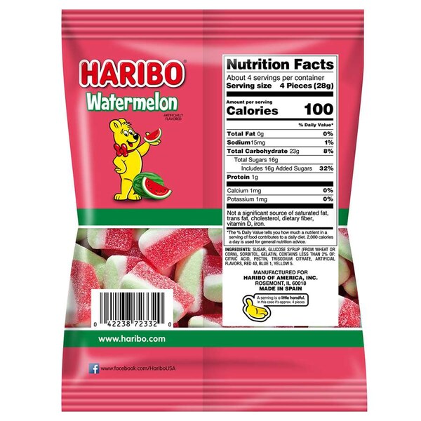 Haribo Confectionery Watermelon Gummies 4.1 Oz. Bags, PK12